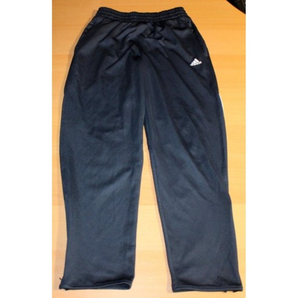 Boys Adidas Climalite 3 White Stripes Drawstring Track Pants Youth Large Blue - Picture 1 of 7